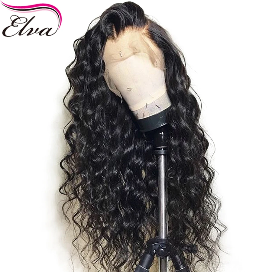 

150% Density 13x6 Lace Front Human Hair Wigs With Baby Hair Glueless Brazilian Elva Hair Wigs Curly Lace Front Wig Pre Plucked