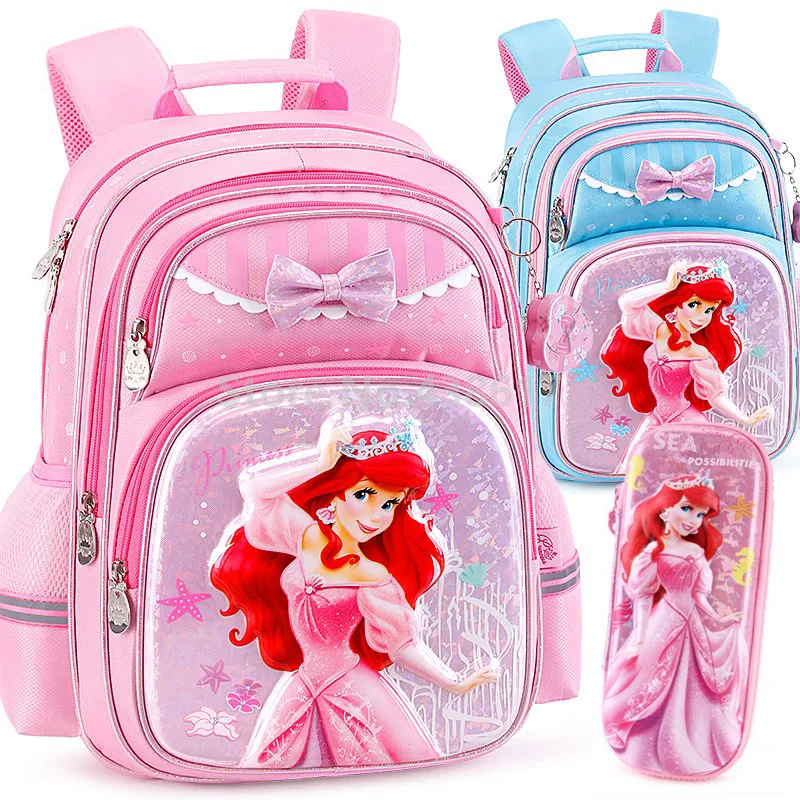 

Fashion Little Mermaid Princess Ariel Girls School Bag Pencil Case For Kids Children Elementary Primary School Book Backpack Bag