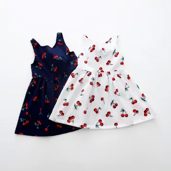 

2-7y Girls Clothing Summer Girl Dress Children Kids Berry Dress Back V Dress Girls Cotton Kids Vest dress Children Clothes DS19