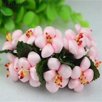

100pcs/lot Mini Silk Plum Artificial Rose Flowers Bouquet Scrapbooking Peach Blossom Flower For Wedding Decoration Fake Flower