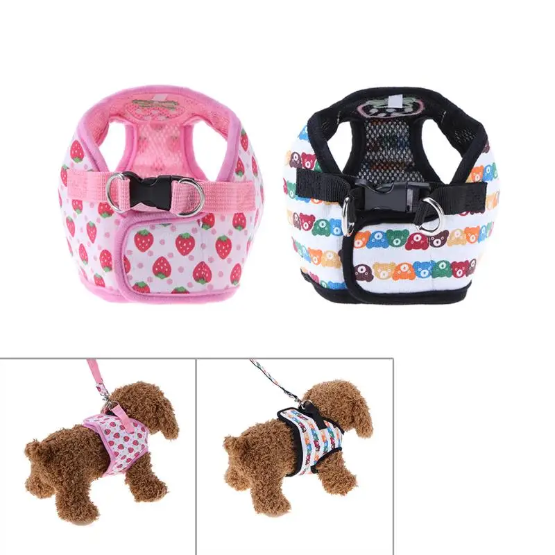 Cute Strawberry Bear Dog Harness for Small Dogs With Leash Puppy Cat