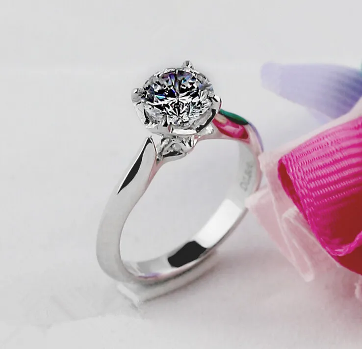1CT pure 925 silver simulation NSCD sona diamond ring engagement wedding ring (DFE)