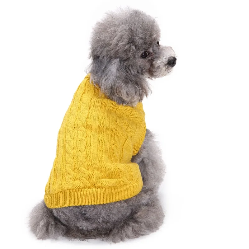 Маленький свитер собаки котенок с высоким, плотно облегающим шею воротником, пуловер Одежда для щенка, котика свитер зимняя куртка вязаный костюм Одежда для домашних животных - Цвет: yellow