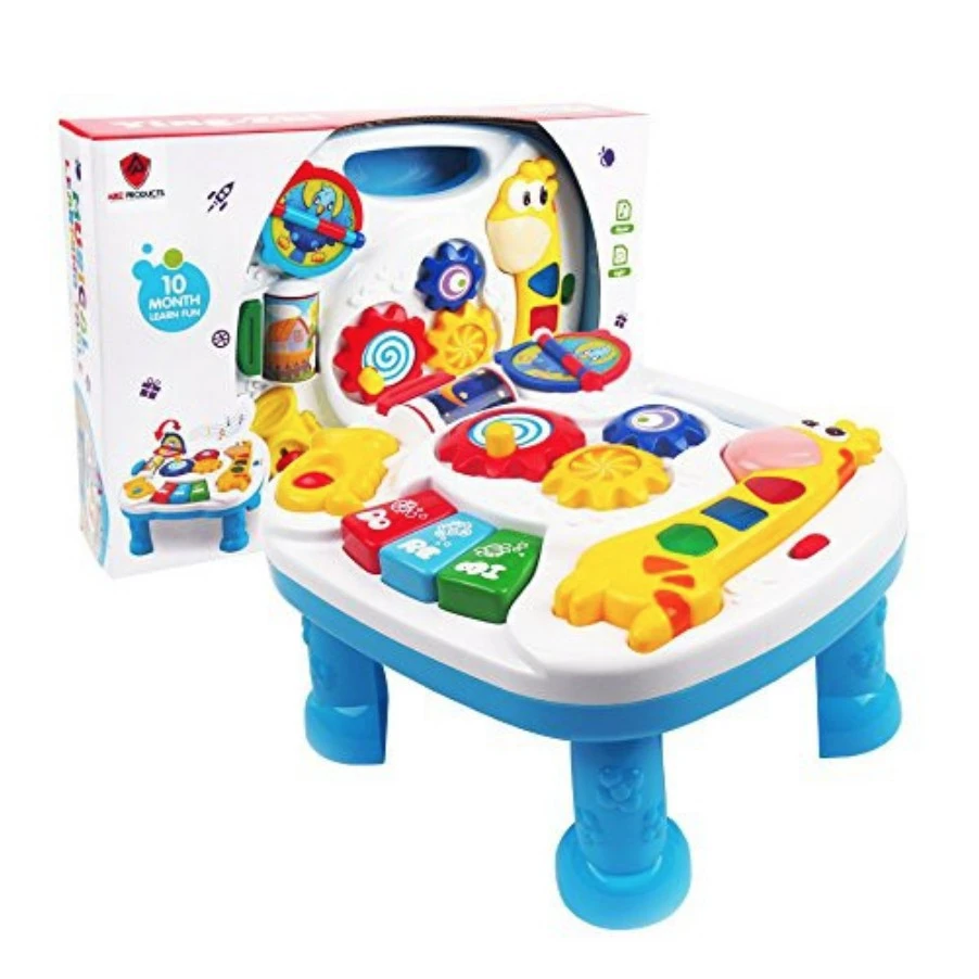 

Zhenwei Kids 2 In 1 Musical Baby Learning Table Learning Fun Play Sing Light Clock Time Recongnition Toy