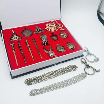 

Cosplay Magical Wand Deathly Hallows Gift Role Play Harry Weapon Metal Toy Stick Necklace/Keychain with Gift Box