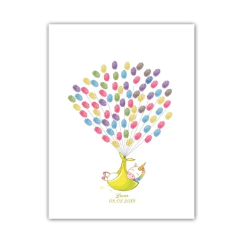 

Personalize Unicorn Baby Shower Souvenir Guestbook, Custom Name Date Kid 1st Birthday Baby Shower Baptism Decoration with Ink