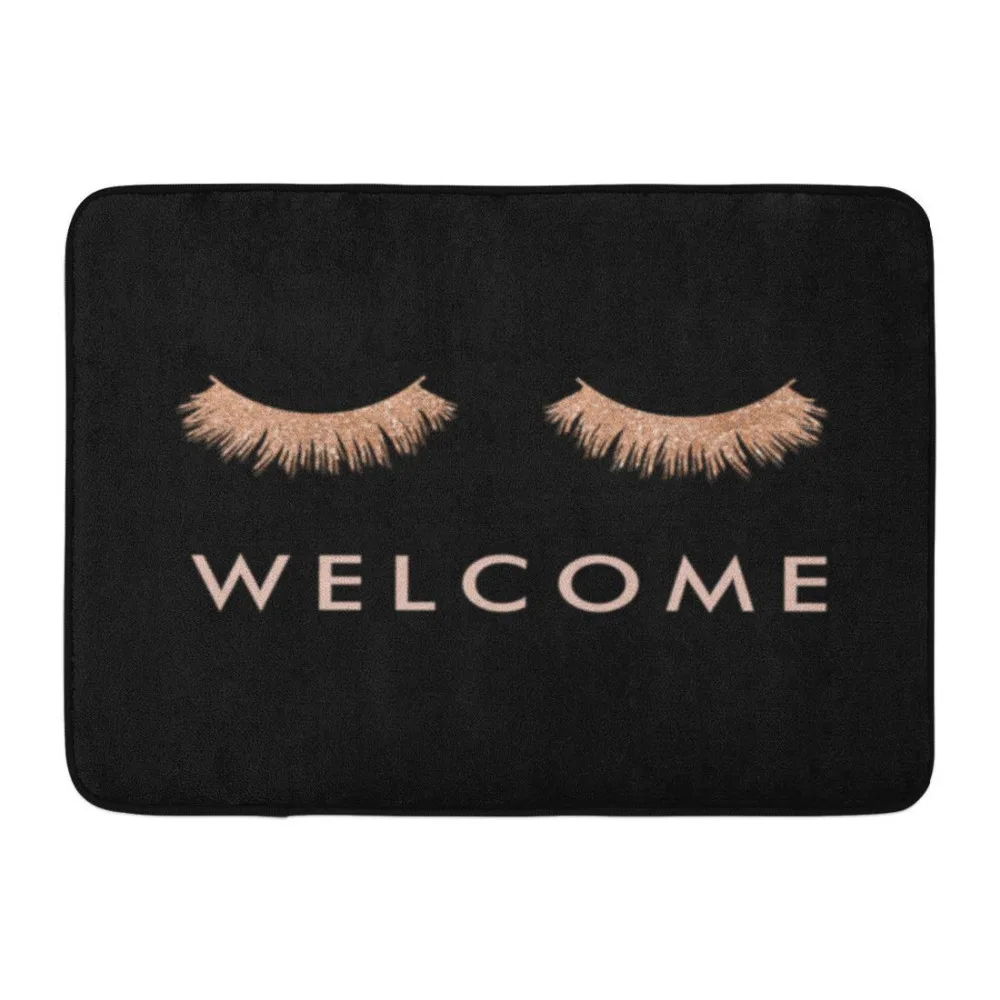 

Funny Rose gold Eyelashes Welcome Doormat Home Decoration Door Mat Entrance Mat Floor Rug Door Mats Rubber Non Slip Carpet