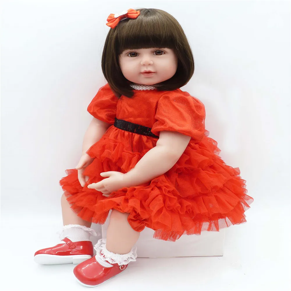 SanyDoll 22 дюймов см 55 см Силиконовые baby reborn куклы детские игрушки большая красная юбка красивая девочка Рождественский подарок