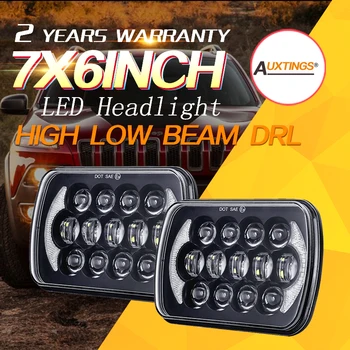 

Auxtings 105W 7x6'' 5X7" LED Projector Headlight Halo D R L Square headlight for Jeep Cherokee XJ H6014 H6052 H6054