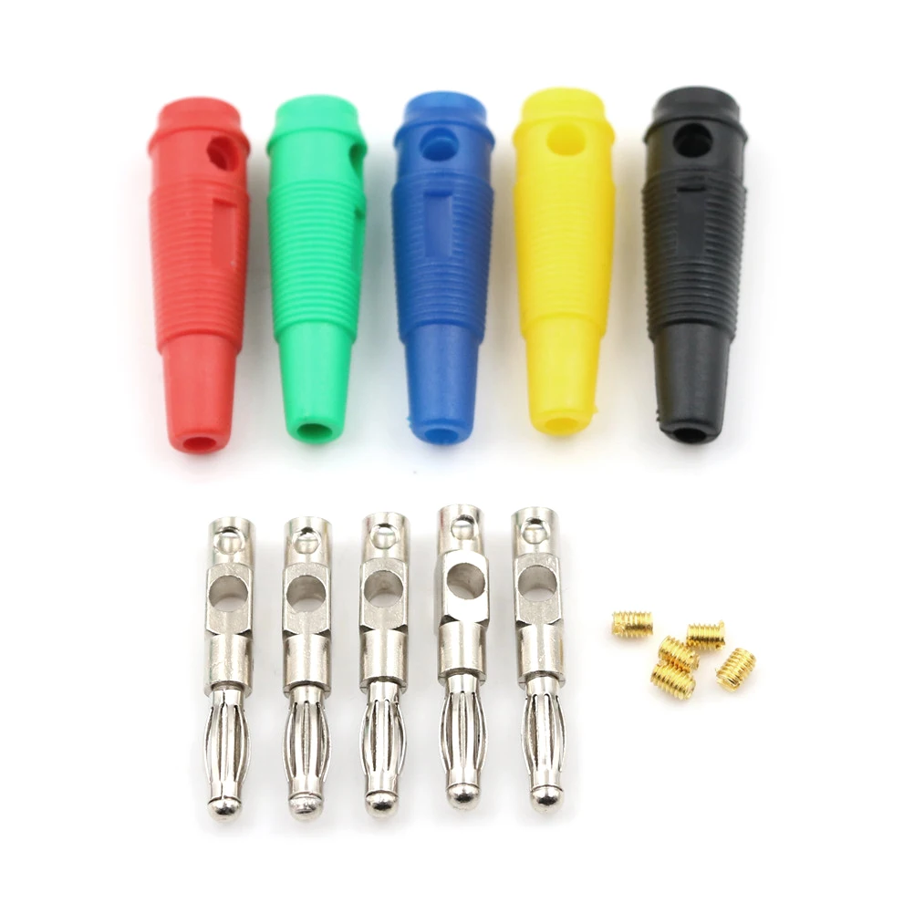 

5Pcs 4mm Male High Current Screw Solderless Stackable Banana Plug Connector