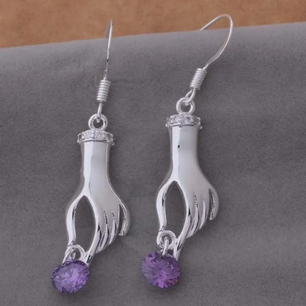 

Cweel Party purple Earrings For Women Wedding Crystal CZ Bridal Holiday Fashion hand design Earring Accessories WE-590