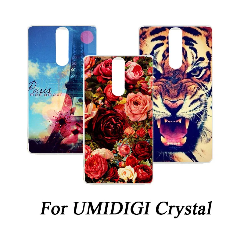 

For UMIDIGI Crystal Cover Print Flower Blue butterfly Eiffel Tower Tiger painted DIY Cell Phone Cover For UMIDIGI Crystal Case