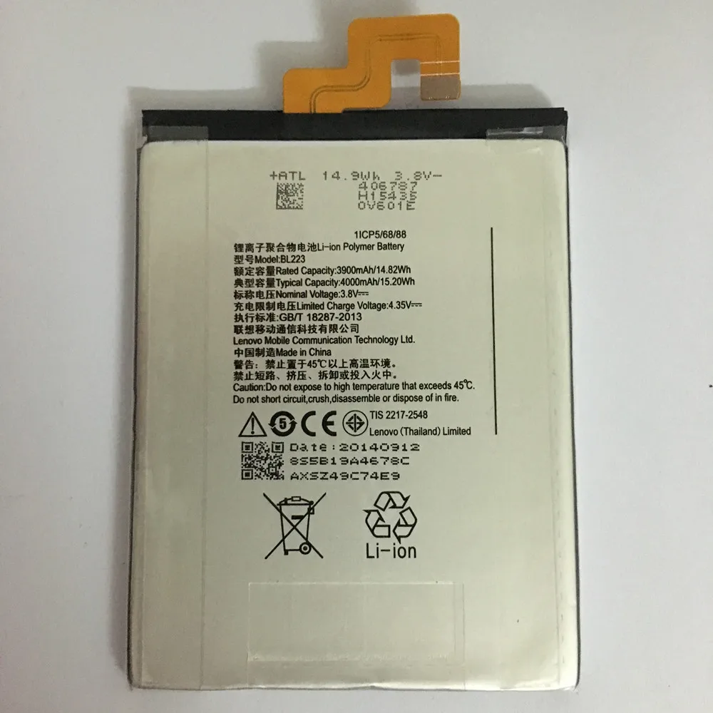 

BL223 / BL 223 New Battery 3900mAh For Lenovo Vibe Z2 Pro K920