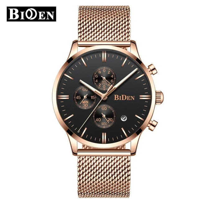 

Biden Mens Watches Top Brand Luxury Quartz Clock Stainless Steel Chronograph Military Sport Wrist Watches Relogio Masculino