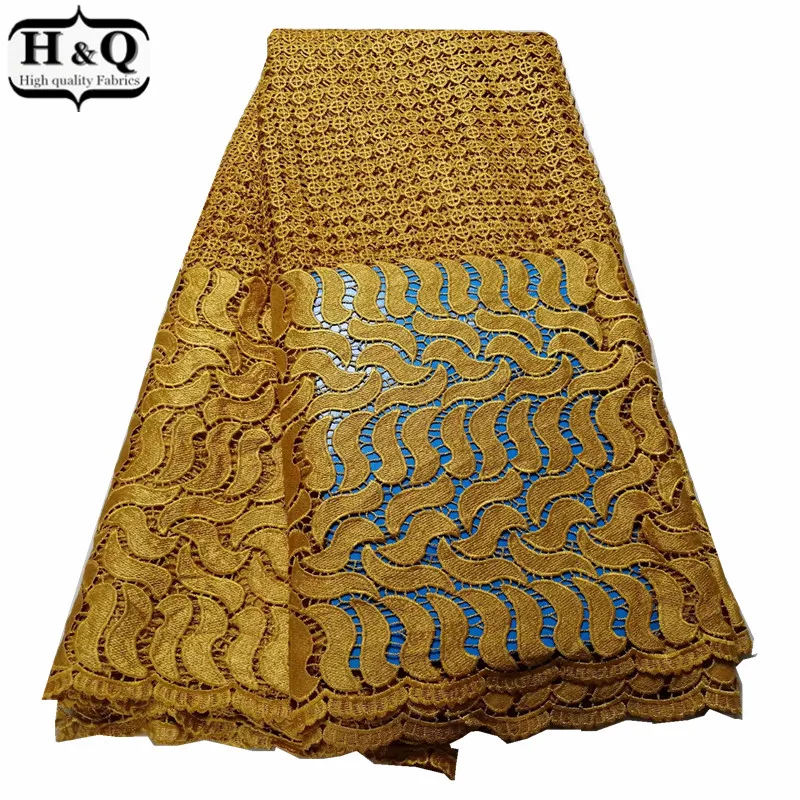 

Most Popular African Water Soluble Lace Fabric Embroidered African Cord Lace Fabric Super Quality 5 Yards/Piece For Golden Dress