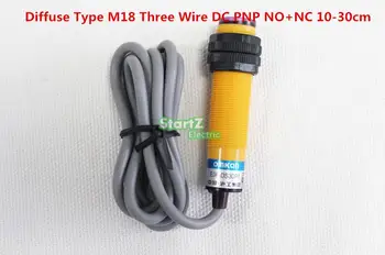 

5Pcs Diffuse Type M18 Three Wire DC NPN NO+NC 10-30cm Detection Distance Photoelectric Sensor Optical Sensor E3F-DS30N12