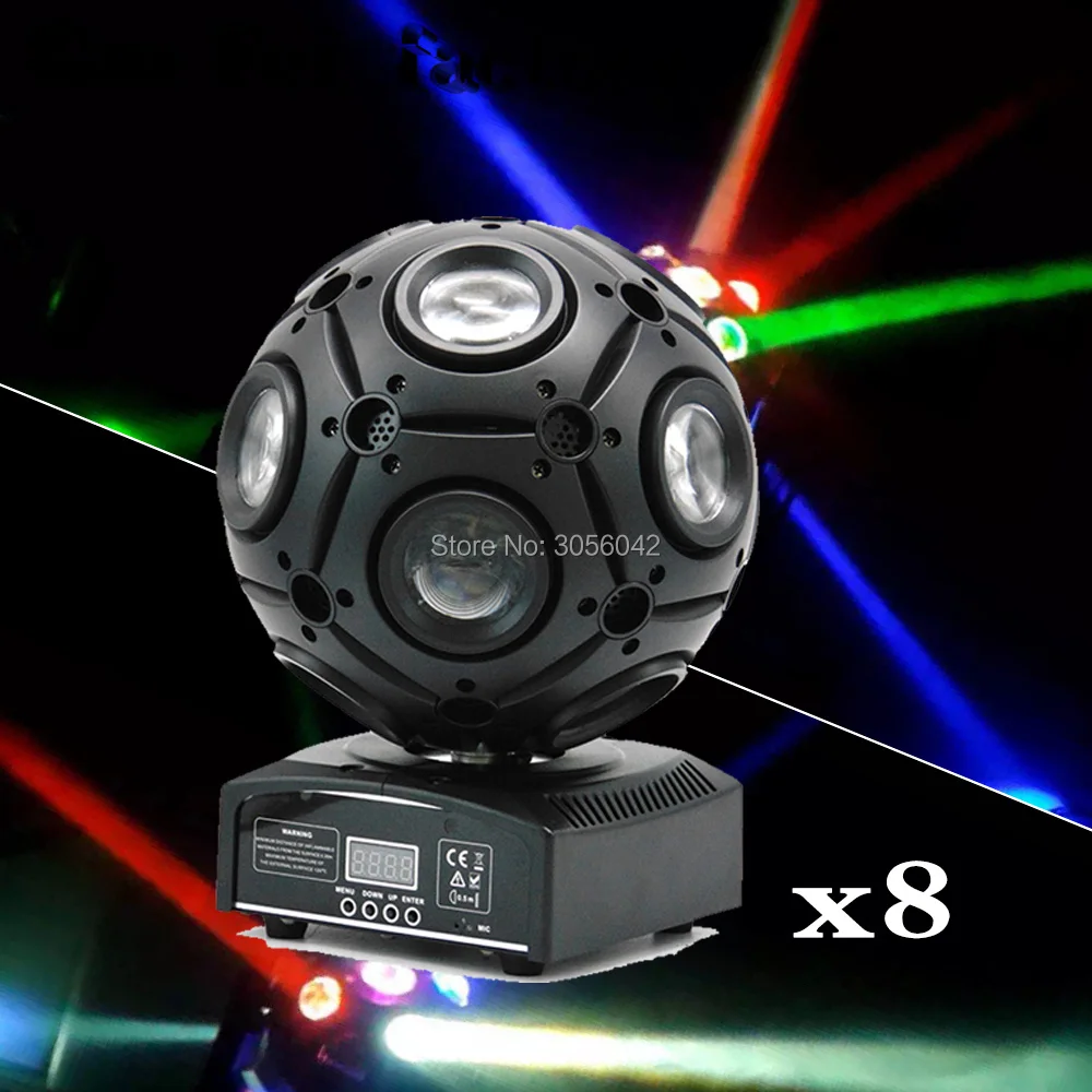 

8pcs/lot 4in1 RGBW football moving head light led beam stage light Disco DJ Bar Effect UP Lighting Show DMX Strobe for Party KTV