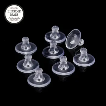 

100pcs/lot 11mm Round Clear Silicone Earring Back Stoppers Plug Ear Post Nuts Earring Plugging Accessories For Jewelry Making