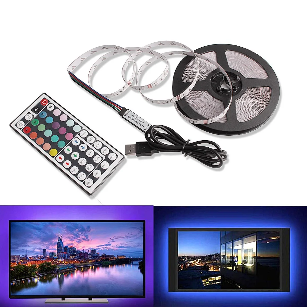 USB LED أضواء المطبخ تحت مجلس الوزراء RGB LED قطاع الدافئة الأبيض 2835 التلفزيون إضاءة خلفية دولاب خزانة مصباح مع البعيد