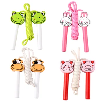 

2.4M Kids Animals Wooden Handle Jumping Skipping Rope Boys Girls Fitness Exercise Sport Equipment Educational Toys Children Gift
