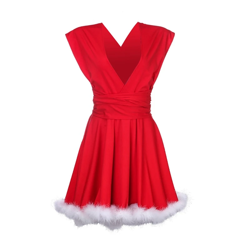

WOMENS SANTA CHRISTMAS XMAS PARTY FANCY DRESS OUTFIT MOTHER AND DAUGHTER RED