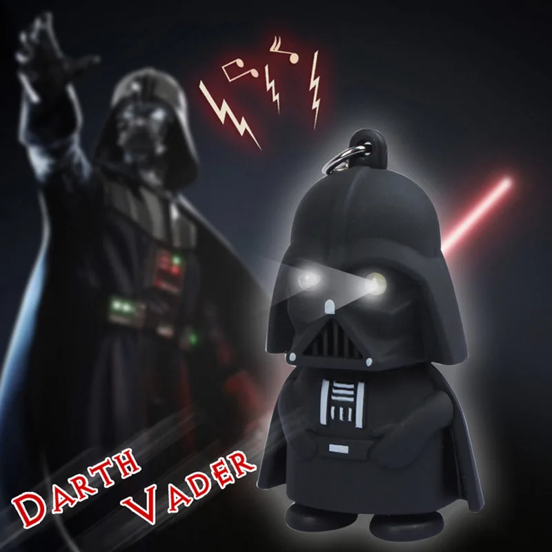 One piece Cartoon Star War Darth Vader action figure keychain LED light up with sound robots