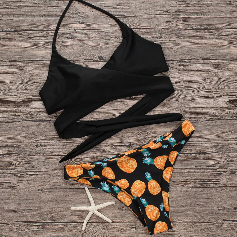 

2019 Sexy Criss Cross Bikini Brazilian Bandage Swimsuit Women Push Up Swimwear Bikini Set Wrap Top Bathing Suit Biquini