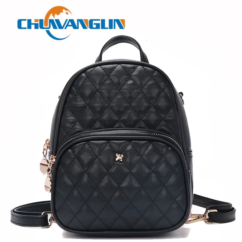

Chuwanglin New Chain leather backpack women fashion Multifunction school bag Simple Daily backpack S2364