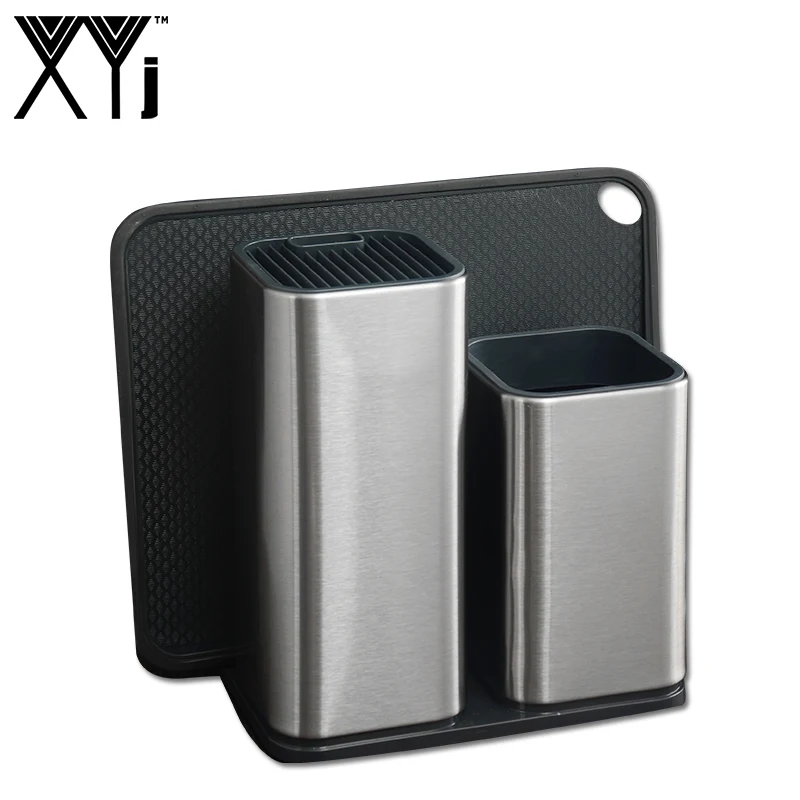 XYj премиум-силикон набор кухонных принадлежностей из нержавеющей стали держатель ножа блока для кухонных ножей и кухонной посуды BPA бесплатно нетоксичный - Цвет: 3 Pcs Knife Holder