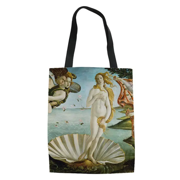 Знаменитая картина Звездная ночь хозяйственные сумки на заказ многоразовые сумки женские Наплечные тканевые сумки Складная девушка масло большая Льняная сумка - Цвет: LMQ370Z22