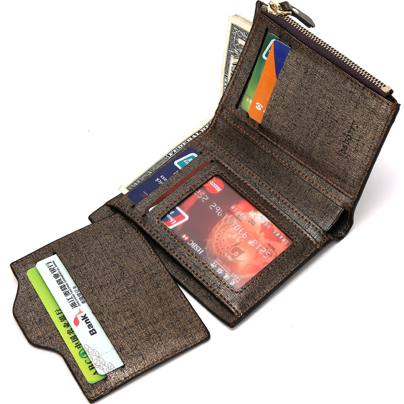  Hot Fashion Men Wallet with Coin Pocket Wallet ID Card holder Purse Clutch with zipper Men Wallet T