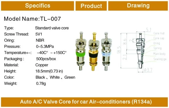 R12 Клапан core для Авто/C кондиционер/велосипед Велосипедный Спорт шин/отопления Замена