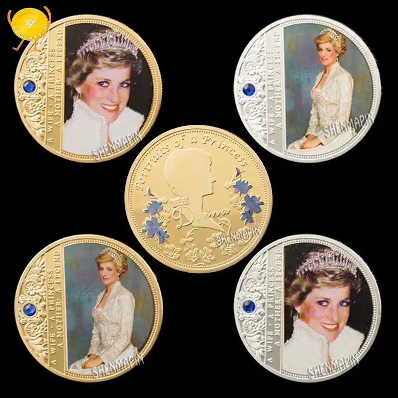 ダイアナダイヤモンド記念コインダイアナ王女ウェールズゴールドシルバーコイングッズ有名な英国のチャリティー有名人 非通貨コイン Aliexpress