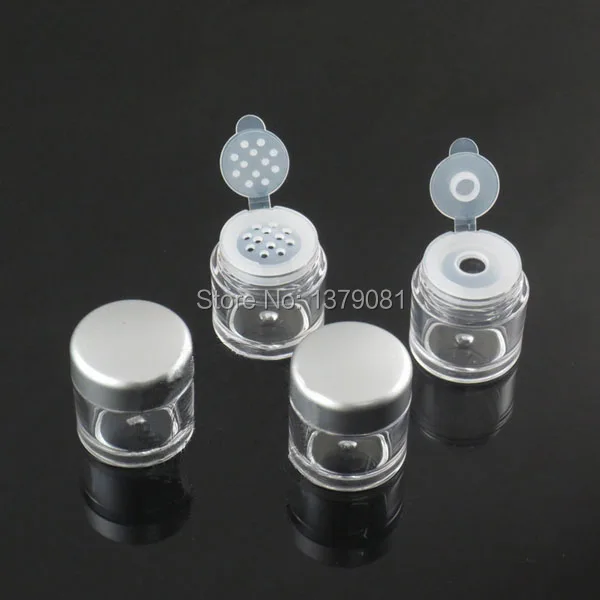 

5G loose Powder Jars with Sifter Mesh Empty Diy Make-up nail glitter container Packing case silver cap free shipping