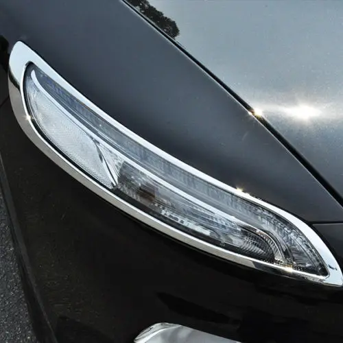 

FIT FOR JEEP CHEROKEE CHROME FRONT HEADLIGHT LAMP COVER TRIM MOLDING GARNISH 2014 2015 2016