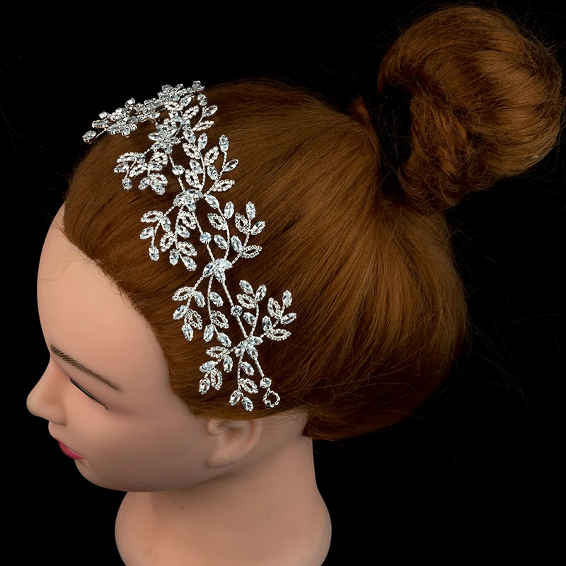 

Nankiya Luxury Full Zircon Wedding Soft Tiaras Hair Jewelry Leaf Flower Shiny Zirconia Dubai Bridal Women Hair Accessory NT4686