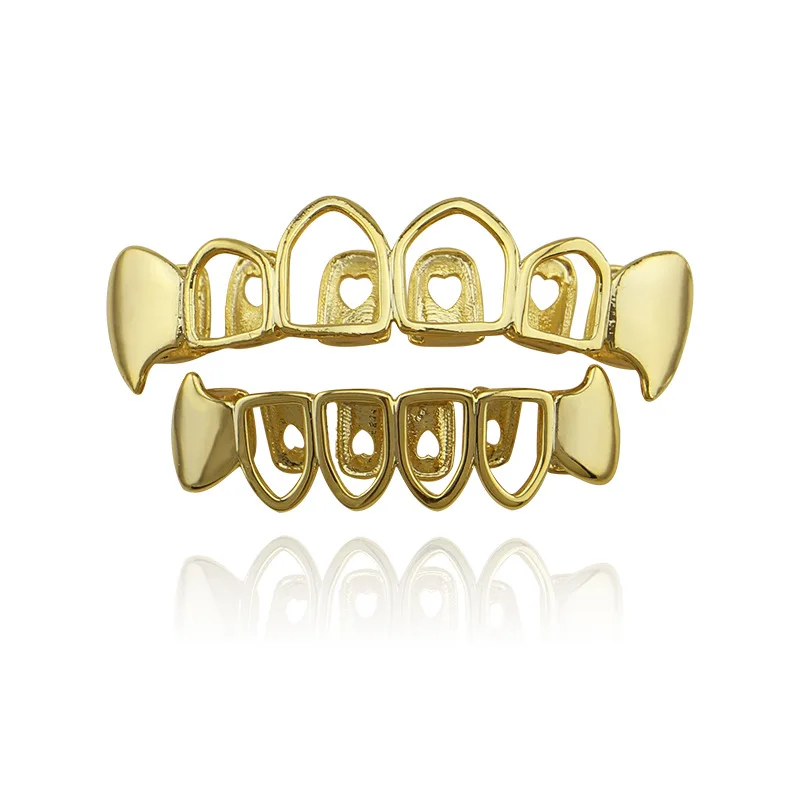 Factory Bottom Price Hollow Grillz Fashion Body Jewelry Hip Hop Teeth Grillz Gold Rose Gold Black Silver Color Tooth Grills Cap UK Bijoux (4)