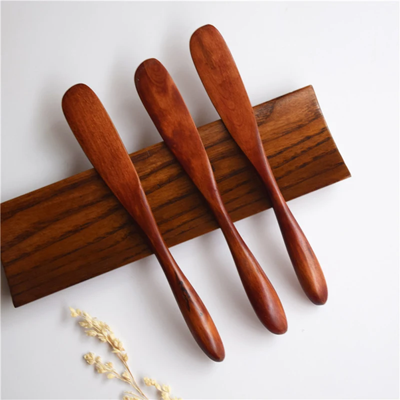 

1Pc High Quality Knife Style Wooden Mask Japan Butter Knife Marmalade Knife Dinner Knives Tabeware with Thick Handle