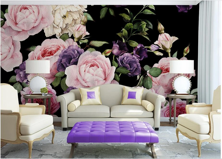 Easy harmony of floral wall murals with furniture décor