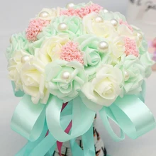Buquet De Noiva Романтический Холдинг Цветы Сладкий Роза с жемчугом edding букеты для подружек невесты FlowerBirdal букет W