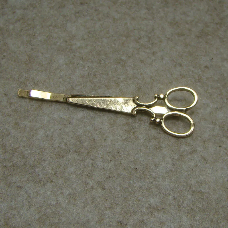 New antique finish metal scissors charm fashion hair clip fashion ornament hairwear jewelry accessories 6Prs lot free shipping