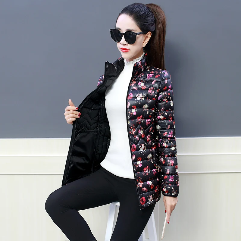 Fashion Print Winter Jacket Womens Down Jacket Plus Size 2019 New Collection Padded Down Parka Female Jacket Winter Woman Coat