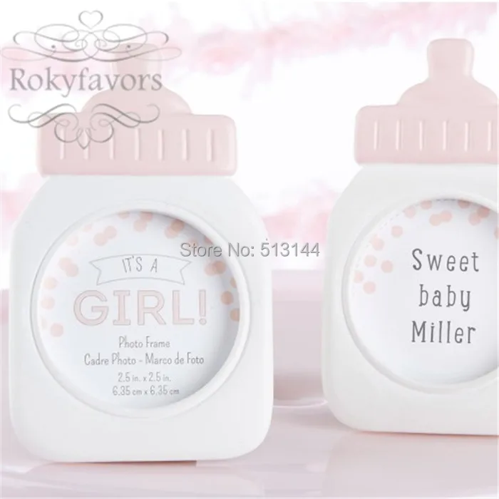 baby bottle photo frame pink