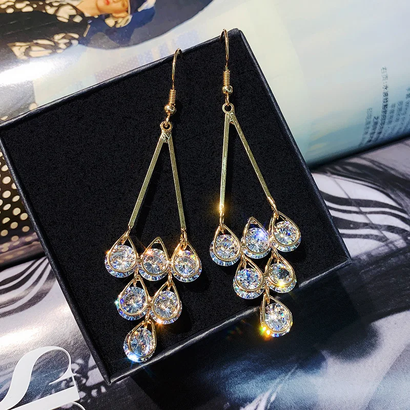 

Shiny Side New Fashion Brand Jewelry Crystal Drop Earrings for Women Gift Elegant Dangle Earrings