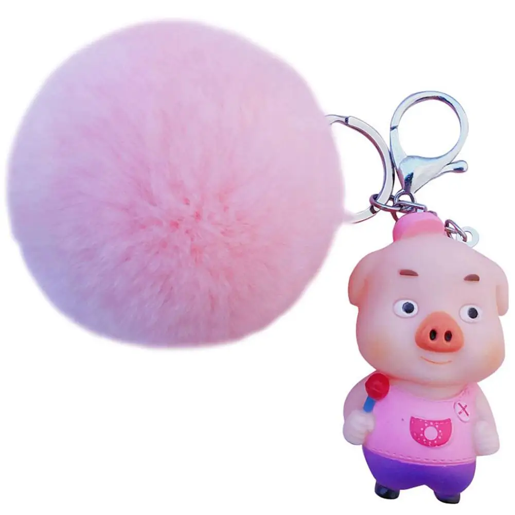 

Cute Cartoon Pig Plush Ball Pendant Car Keychain Key Ring Bag Hanging Decor Gift hot