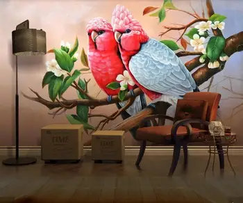 

Parrot Flower Mural Wallpapers 3d Art Wall Mural Decolas for Living Room Bedroom Home Wall Decor Printed Photo Wall Paper Rolls