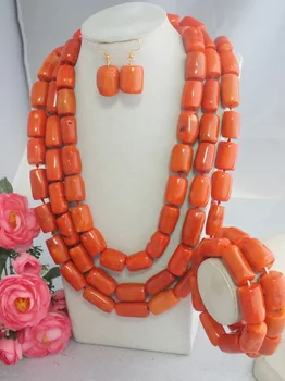 

H-5146 Handmade Drum Coral Jewelry Set Big African Jewelry Beads Set Match Style Coral Set Hot Online