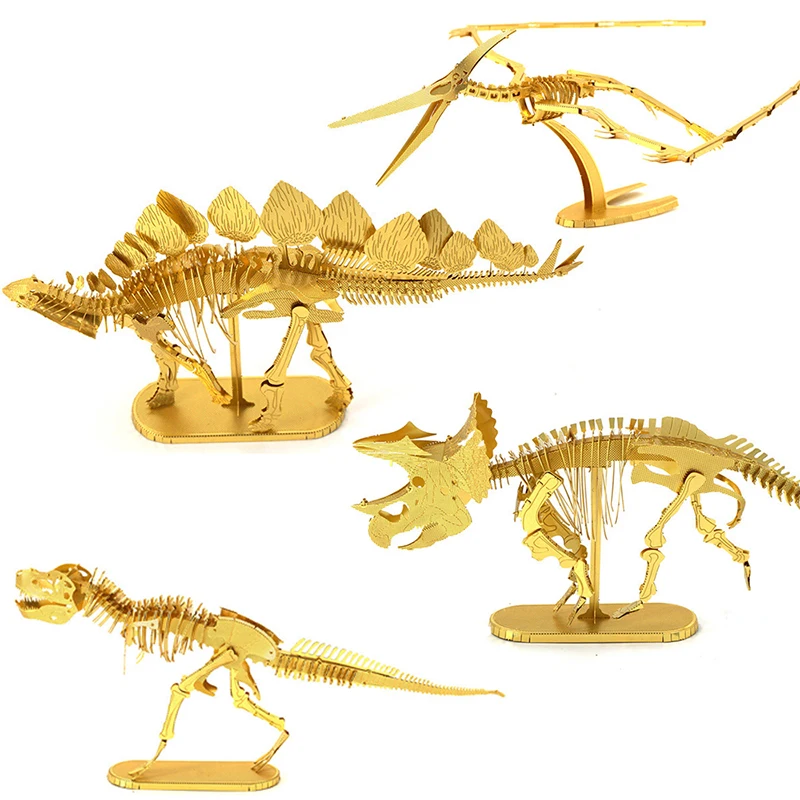 3D металлическая головоломка DIY динозавр сборка модель головоломка игрушки тираннозавр рекс Стегозавр паззл с динозаврами Образование