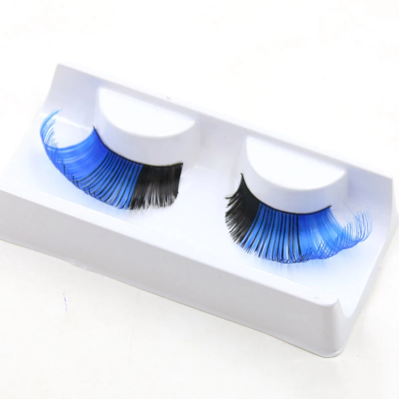 10 Pairs Fashion Blue False Eyelash Colorful Costume Party Color