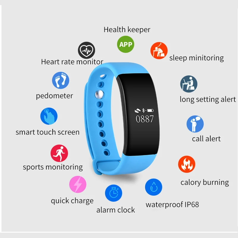 V66 высокое качество Спорт шагомер браслет часы для Android IOS Счетчик Калорий Шагомеры водонепроницаемый монитор сердечного ритма